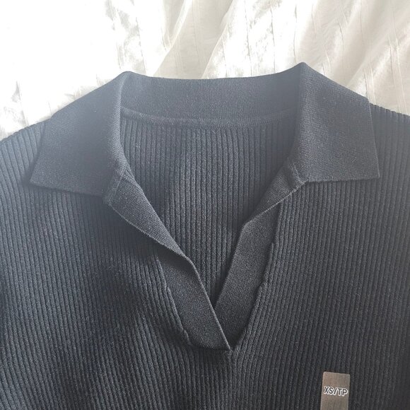 Uniqlo Washable Knit Ribbed Polo Sweater - 2024 - Black - Sz XS - NWT - Picture 8 of 13